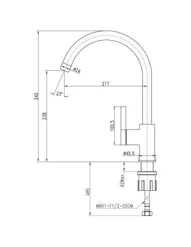 Смеситель для кухни Topaz Moderno TMD-33403-H78A однорычажный