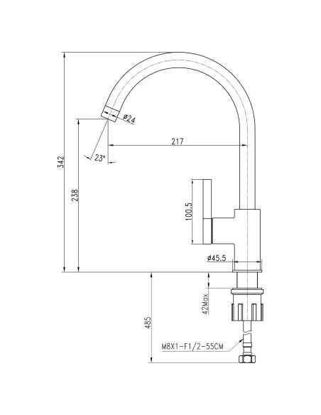 Смеситель для кухни Topaz Moderno TMD-33403-H78A однорычажный