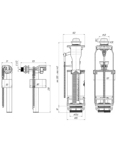 Запорная арматура на унитаз Optimum OPTI 1010 с клапаном боковой подачи
