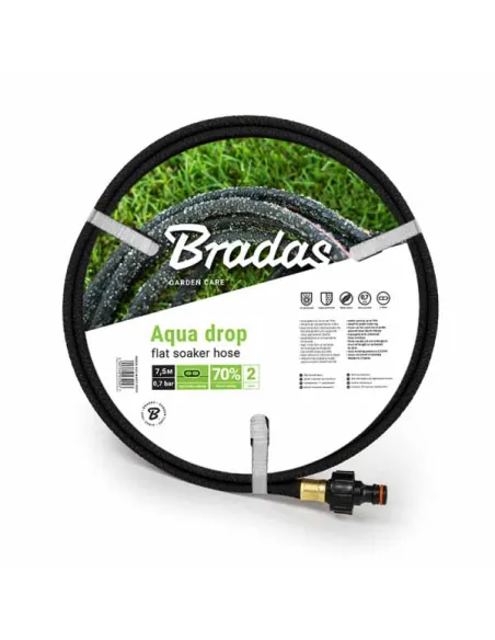 Сочащийся шланг для полива Bradas Aqua-Drop Flat 1/2 дюйма, 7.5 метров