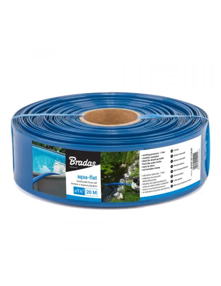 Шланг плоский Bradas Aqua-Flat, PE/EVA 1 1/2 дюйма, 20 метрів, хомут у комплекті