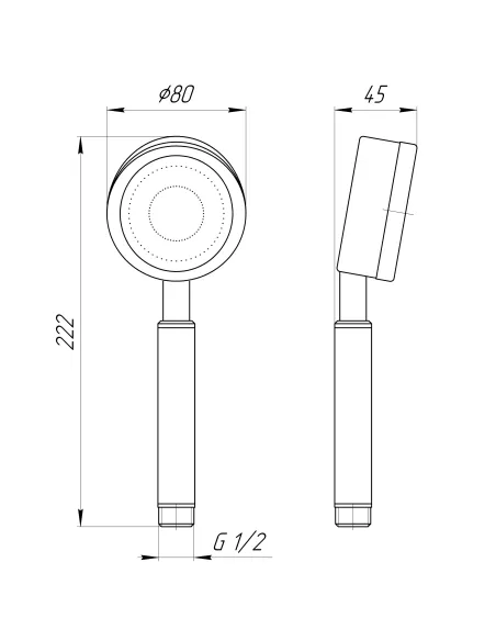 Лейка для ручного душа Globus Lux SUS-008H, нержавеющая сталь, 222x80 мм, 1 режим