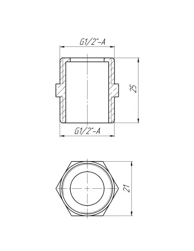 Ниппель Optimum LN332G 1/2 дюйма латунный, под прокладку
