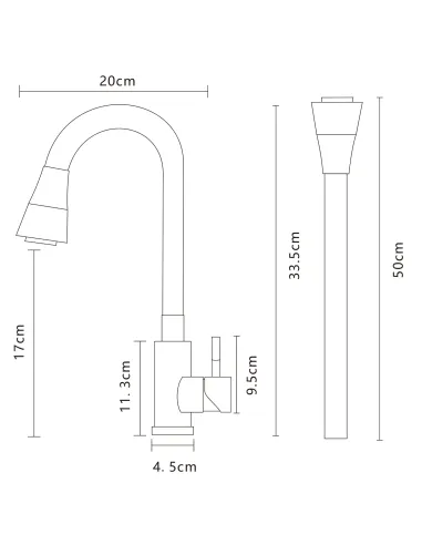 Смеситель для кухни с гибким изливом Globus Lux Alpen SBT1-203SAK-G03 нержавеющая сталь