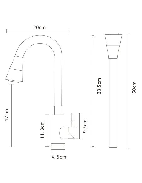 Смеситель для кухни с гибким изливом Globus Lux Alpen SBT1-203SAK-G03 нержавеющая сталь