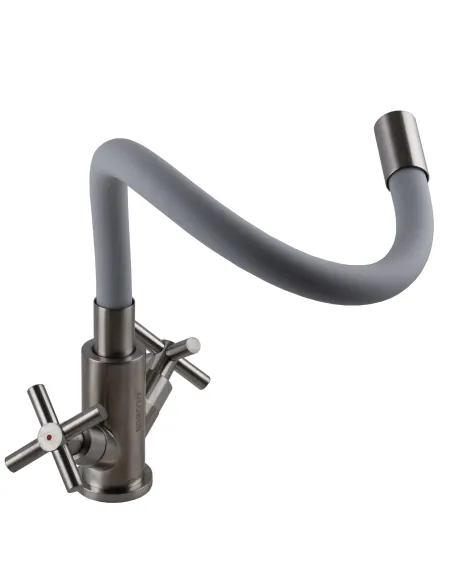 Смеситель для кухни с гибким изливом Globus Lux Dukat SD4-203SG нержавеющая сталь