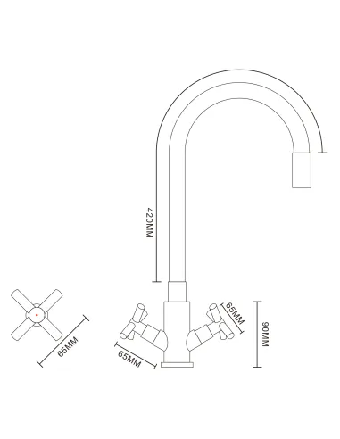 Смеситель для кухни с гибким изливом Globus Lux Dukat SD4-203SG нержавеющая сталь
