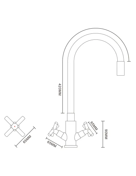 Змішувач для кухні з гнучким виливом Globus Lux Dukat SD4-203SG нержавіюча сталь