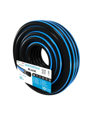 Шланг для полива SantehPoliv BLACK 1 дюйм, 20 метров, армированный