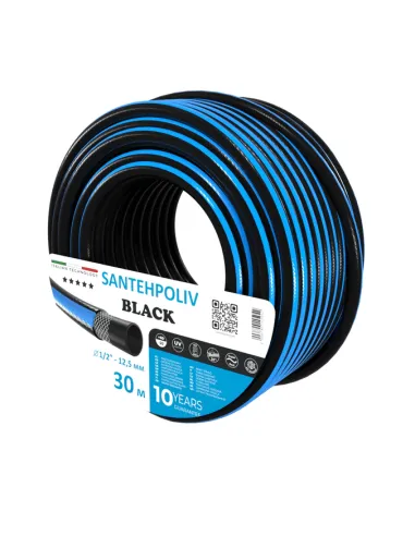 Шланг для полива SantehPoliv BLACK 1/2 дюйма, 30 метров, армированный