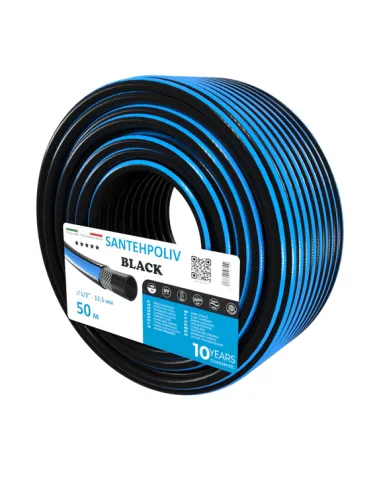 Шланг для полива SantehPoliv BLACK 1/2 дюйма, 50 метров, армированный
