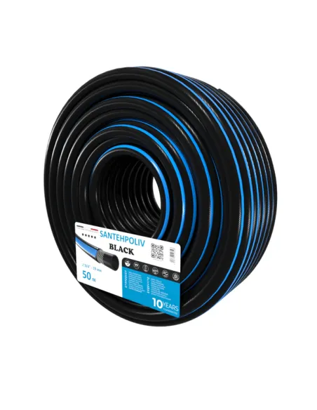 Шланг для полива SantehPoliv BLACK 3/4 дюйма, 50 метров, армированный