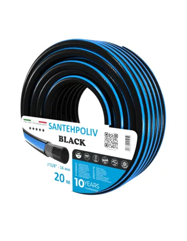 Шланг для полива SantehPoliv BLACK 5/8 дюйма, 20 метров, армированный