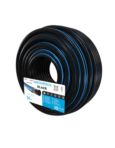Шланг для полива SantehPoliv BLACK 5/8 дюйма, 50 метров, армированный
