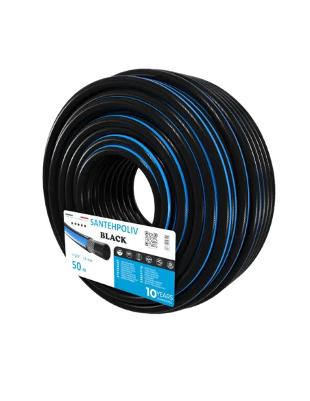 Шланг для полива SantehPoliv BLACK 5/8 дюйма, 50 метров, армированный