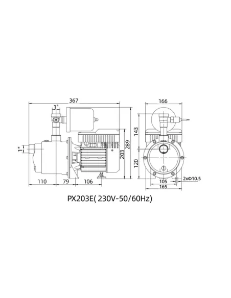 Насосна станція Shimge PX203-E 0,37 кВт, з частотним перетворювачем, багатоступінчастий насос