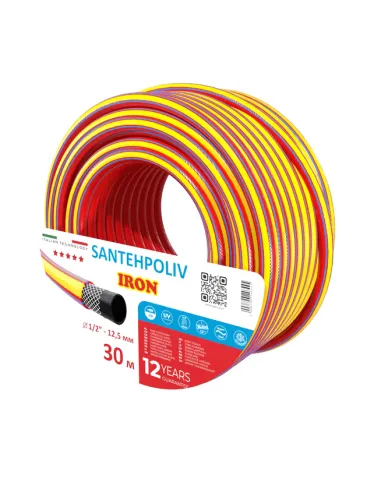 Шланг для поливу SantehPoliv IRON 1/2 дюйми, 30 метрів, армований