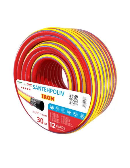 Шланг для полива SantehPoliv IRON 3/4 дюйма, 30 метров, армированный