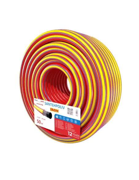 Шланг для полива SantehPoliv IRON 3/4 дюйма, 50 метров, армированный