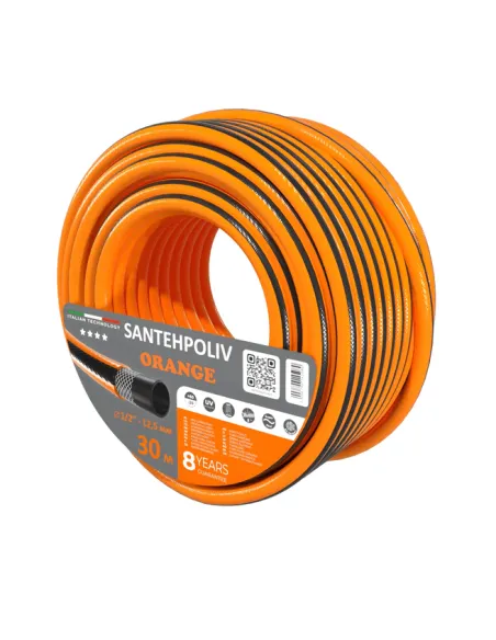 Шланг для поливу SantehPoliv ORANGE 1/2 дюйми, 30 метрів, армований
