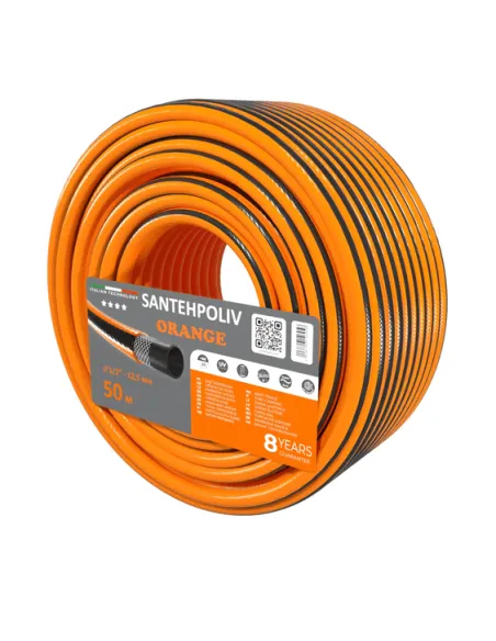 Шланг для поливу SantehPoliv ORANGE 1/2 дюйми, 50 метрів, армований