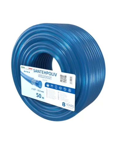 Шланг для полива SantehPoliv SILICON BLUE 1/2 дюйма, 50 метров, армированный