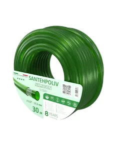 Шланг для поливу SantehPoliv SILICON GREEN 1/2 дюйма, 30 метрів, армований