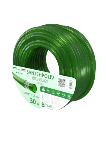 Шланг для поливу SantehPoliv SILICON GREEN 1/2 дюйма, 30 метрів, армований