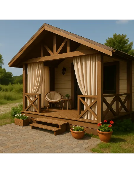 Вулична штора від дощу та сонця КТУ 3 х 1,45 метра, коричнева, люверси