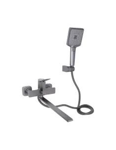 Смеситель для ванны Q-Tap Presto QTPRE2601GRP45583 Graphite с душевым набором, графит