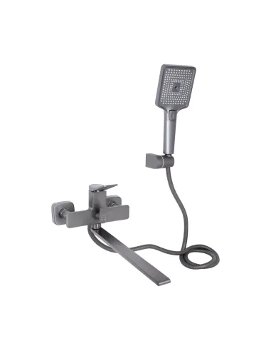 Змішувач для ванни Q-Tap Presto QTPRE2601GRP45583 Graphite з душовим набором, графіт