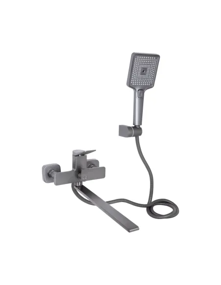 Змішувач для ванни Q-Tap Presto QTPRE2601GRP45583 Graphite з душовим набором, графіт