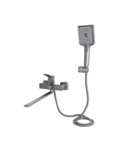 Смеситель для ванны Q-Tap Presto QTPRE2601GRP45583 Graphite с душевым набором, графит