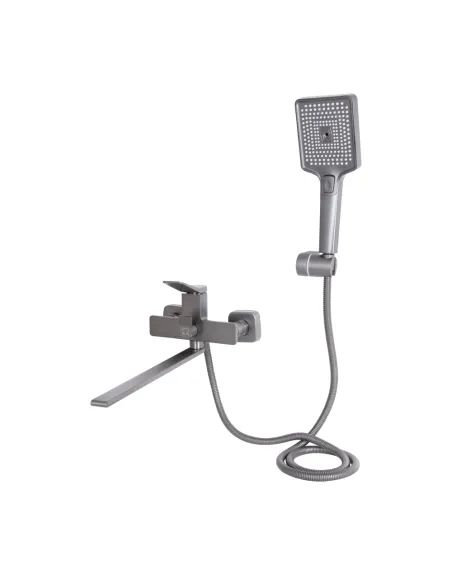 Смеситель для ванны Q-Tap Presto QTPRE2601GRP45583 Graphite с душевым набором, графит