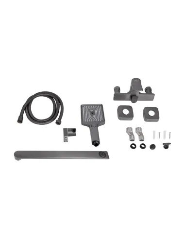 Смеситель для ванны Q-Tap Presto QTPRE2601GRP45583 Graphite с душевым набором, графит