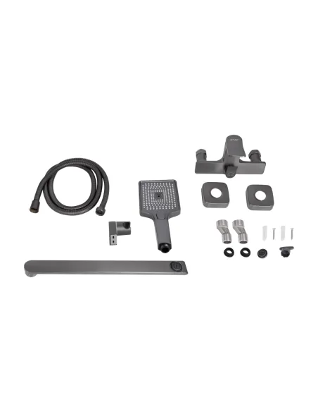 Смеситель для ванны Q-Tap Presto QTPRE2601GRP45583 Graphite с душевым набором, графит