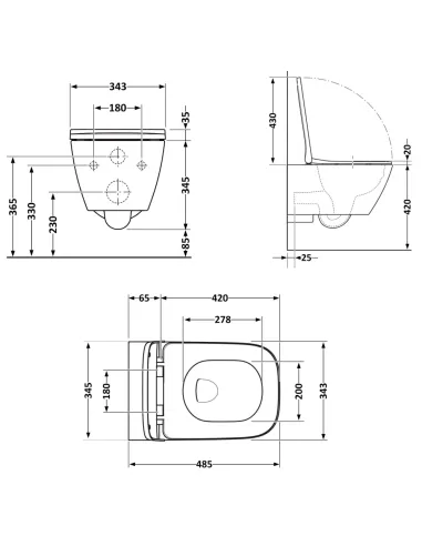 Унитаз Q-Tap Gemini Ultra Quiet QTTAU26W49119, 485×340×350 мм, безободковый, подвесной, сиденье Soft-close