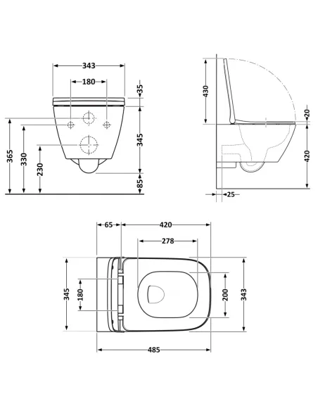Унітаз Q-Tap Gemini Ultra Quiet QTTAU26W49119, 485×340×350 мм, безободковий, підвісний, сидіння Soft-close