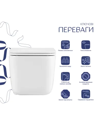 Унитаз Q-Tap Gemini Ultra Quiet QTTAU26W49119, 485×340×350 мм, безободковый, подвесной, сиденье Soft-close