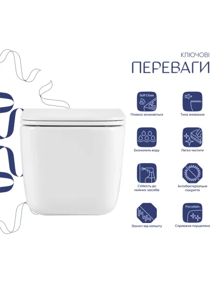 Унитаз Q-Tap Gemini Ultra Quiet QTTAU26W49119, 485×340×350 мм, безободковый, подвесной, сиденье Soft-close