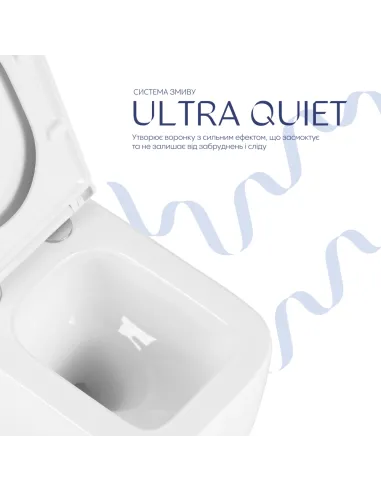 Унітаз Q-Tap Gemini Ultra Quiet QTTAU26W49119, 485×340×350 мм, безободковий, підвісний, сидіння Soft-close