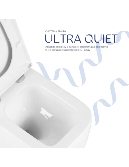 Унитаз Q-Tap Gemini Ultra Quiet QTTAU26W49119, 485×340×350 мм, безободковый, подвесной, сиденье Soft-close