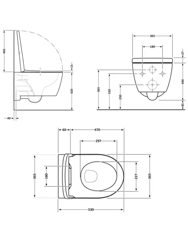 Унітаз Q-Tap Taurus Ultra Quiet QTTAU26W49116, 515×360×350 мм, безободковий, підвісний, сидіння Soft-close