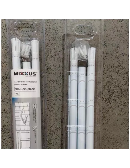 Штанга для шторки П-образная Mixxus CRA-U-80x80x80 (AC3592) универсальная, алюминий