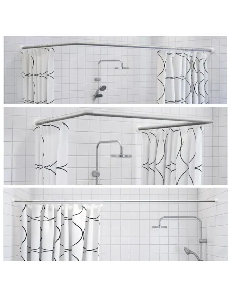 Штанга для шторки П-подібна Zerix CRS-U-80x80x80 (ZX6102) універсальна, нержавіюча сталь.
