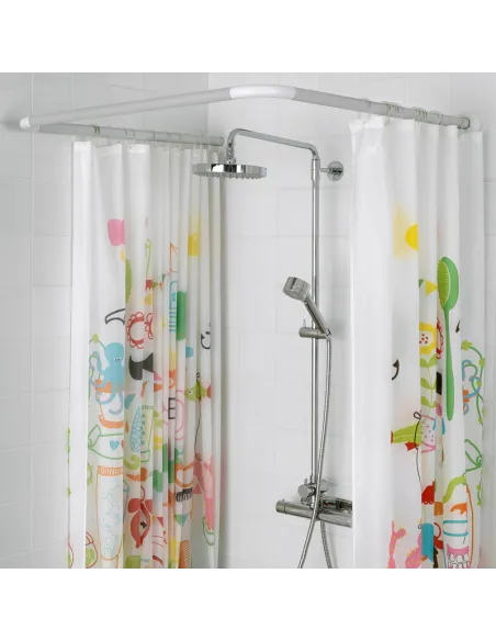 Штанга для шторки П-подібна Zerix CRS-U-80x80x80 (ZX6102) універсальна, нержавіюча сталь.