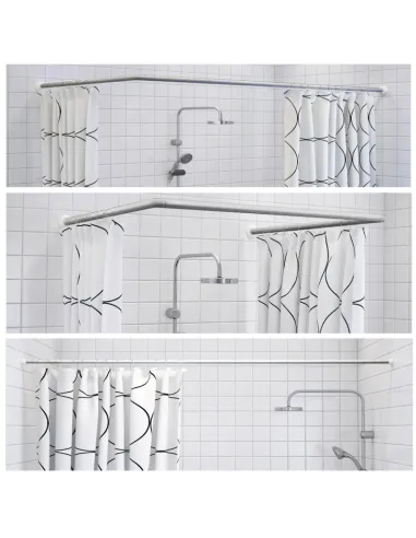 Штанга для шторки П-подібна Zerix CRS-U-90x90x90 (ZX6103) універсальна, нержавіюча сталь.