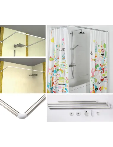 Штанга для шторки П-образная Zerix CRS-U-90x90x90 (ZX6103) универсальная, нержавеющая сталь