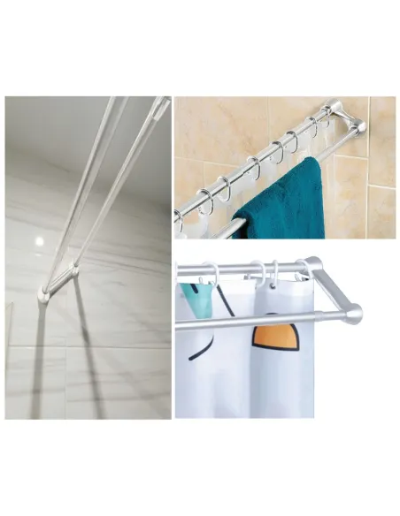 Штанга для шторки телескопическая Mixxus CRA-D-125x225 (AC3589) 125-225 см, с держателем полотенец