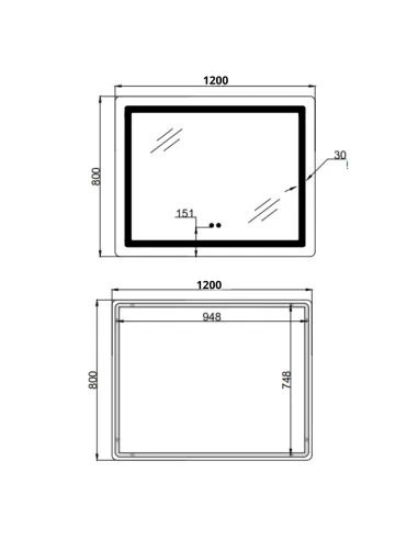 Зеркало для ванной Lidz Kubis (KU2) LDKUB120080049007, с LED-подсветкой Touch, с антизапотеванием
